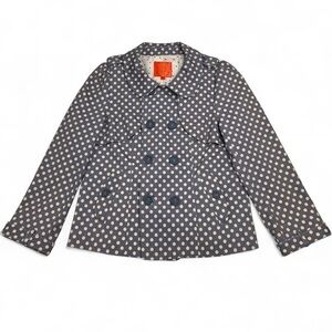 Navy Polka Dot Double-Breasted Mini Trench Coat